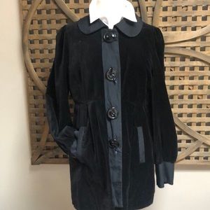 Anthropologie Elevenses Black Velvet Pant Coat Size 8